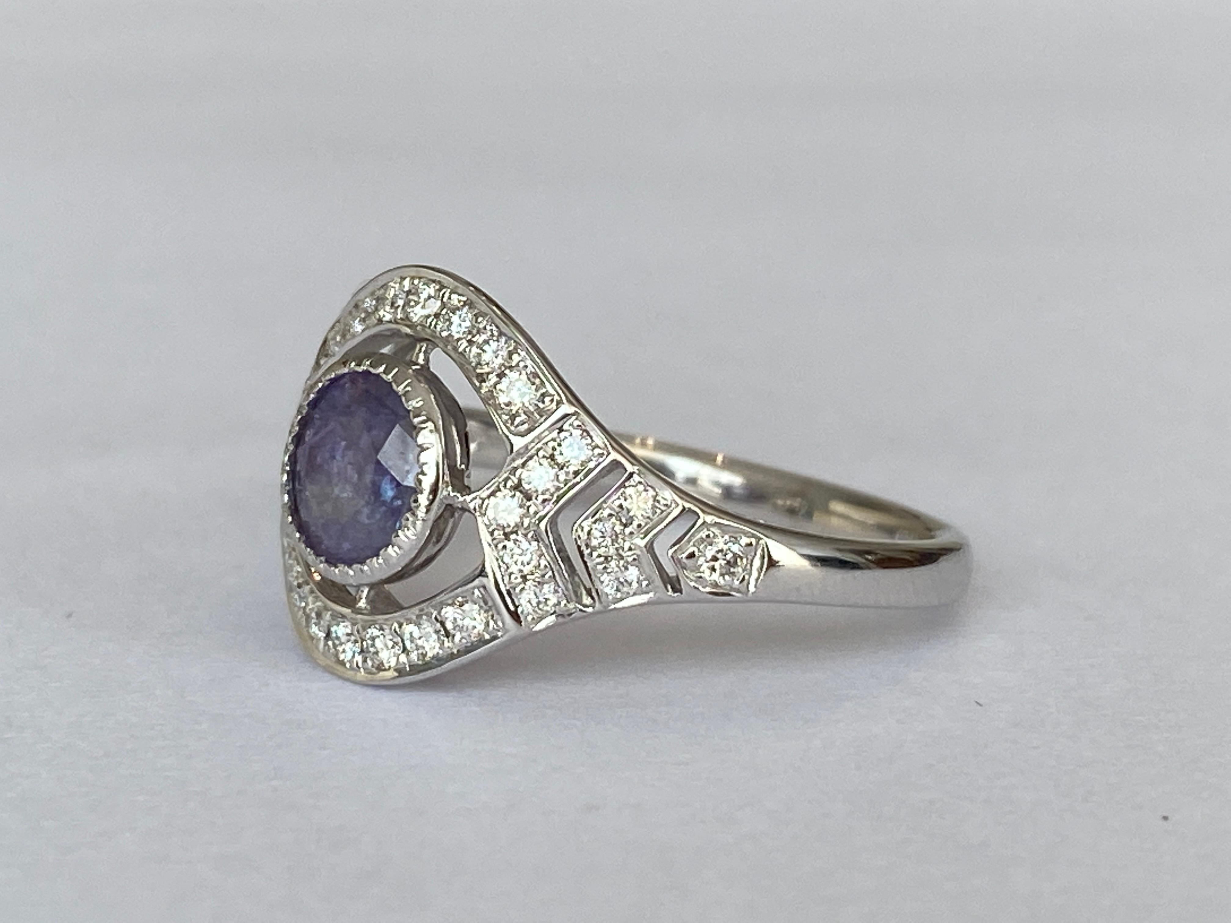 ALGT certificato Nature 0.77 Carati  Alessandrite e  Diamante  Oro bianco  Anello in vendita 4