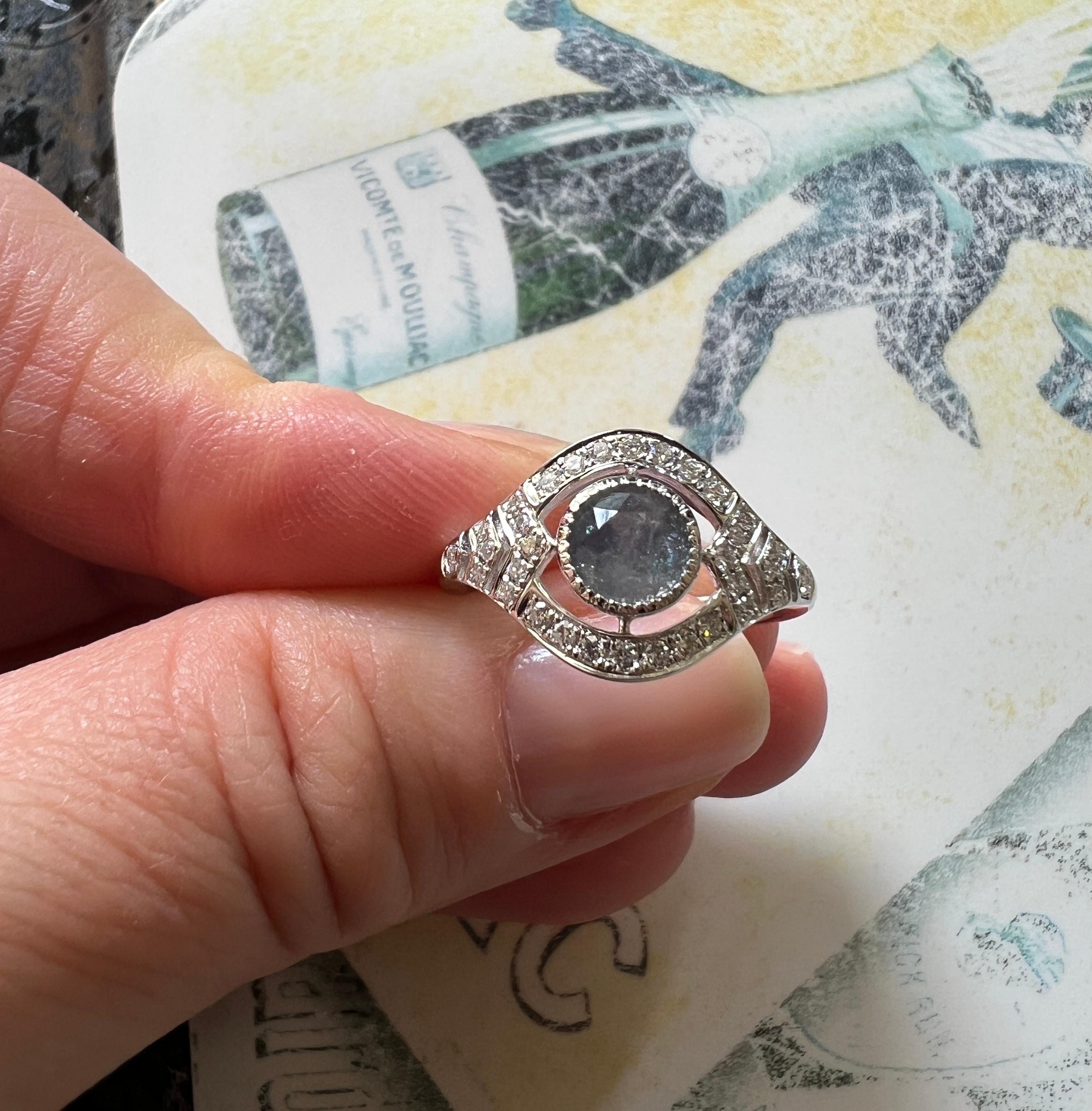 ALGT certificato Nature 0.77 Carati  Alessandrite e  Diamante  Oro bianco  Anello in vendita 9