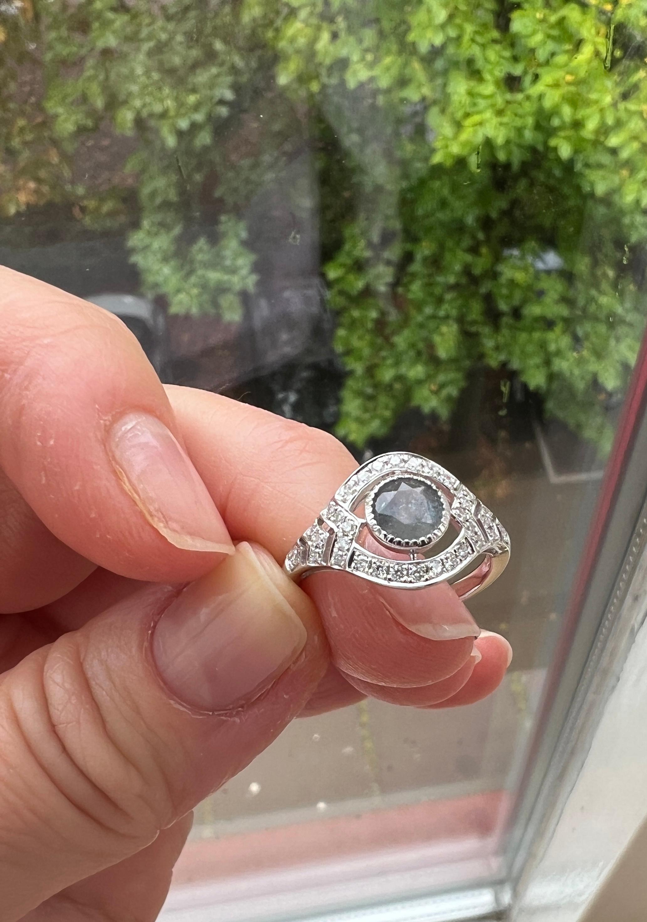 ALGT certificato Nature 0.77 Carati  Alessandrite e  Diamante  Oro bianco  Anello in vendita 10