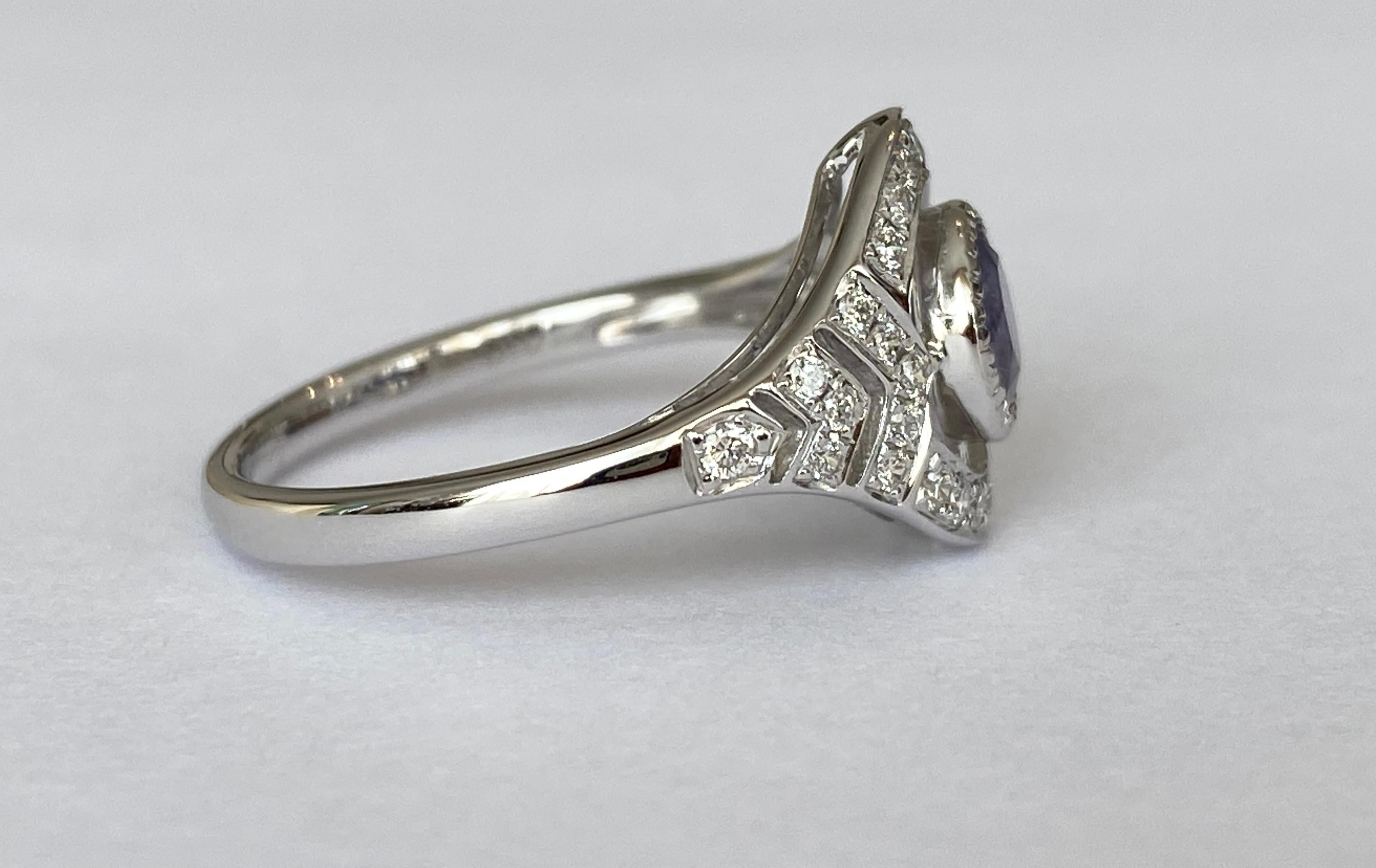ALGT certificato Nature 0.77 Carati  Alessandrite e  Diamante  Oro bianco  Anello in vendita 2