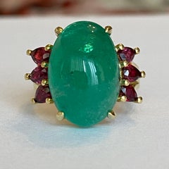 ALGT certified Natural 10.17 Carat Ural Emerald and Ruby Cocktail ring