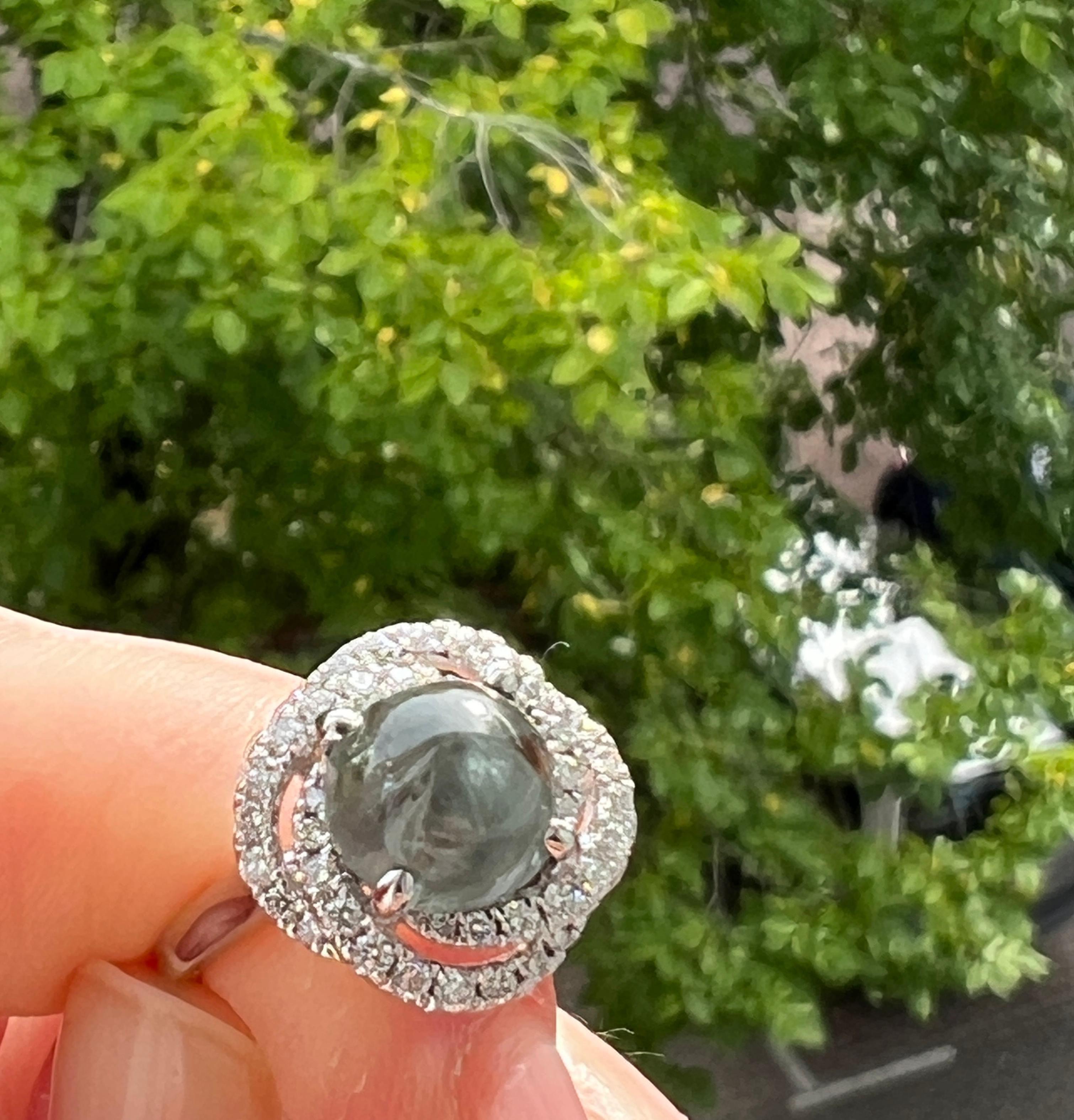 ALGT certificato Nature 3.32 Carati  Alessandrite e  Diamante  Oro bianco  Anello in vendita 8