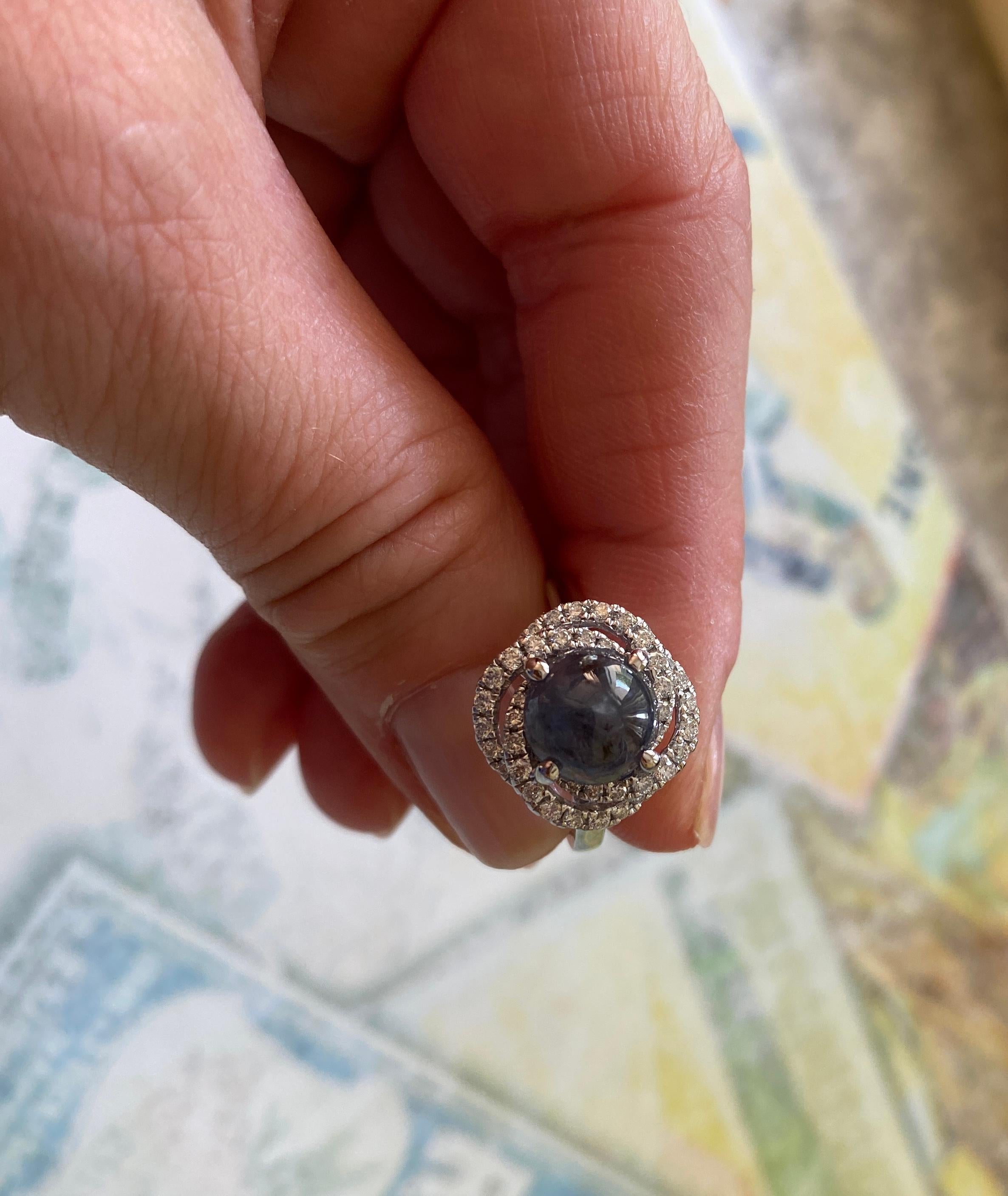 ALGT certificato Nature 3.32 Carati  Alessandrite e  Diamante  Oro bianco  Anello in vendita 3