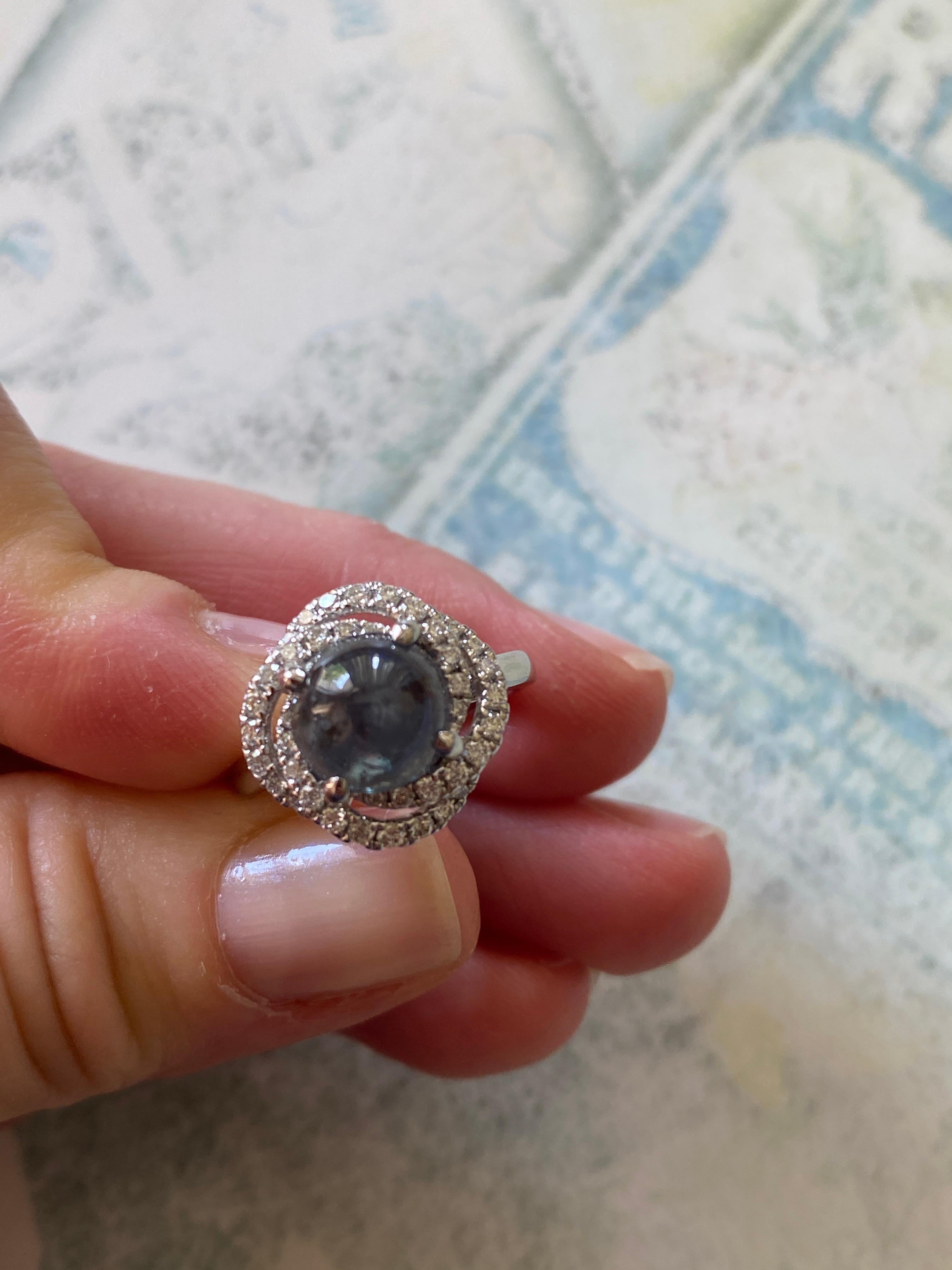 ALGT certificato Nature 3.32 Carati  Alessandrite e  Diamante  Oro bianco  Anello in vendita 4