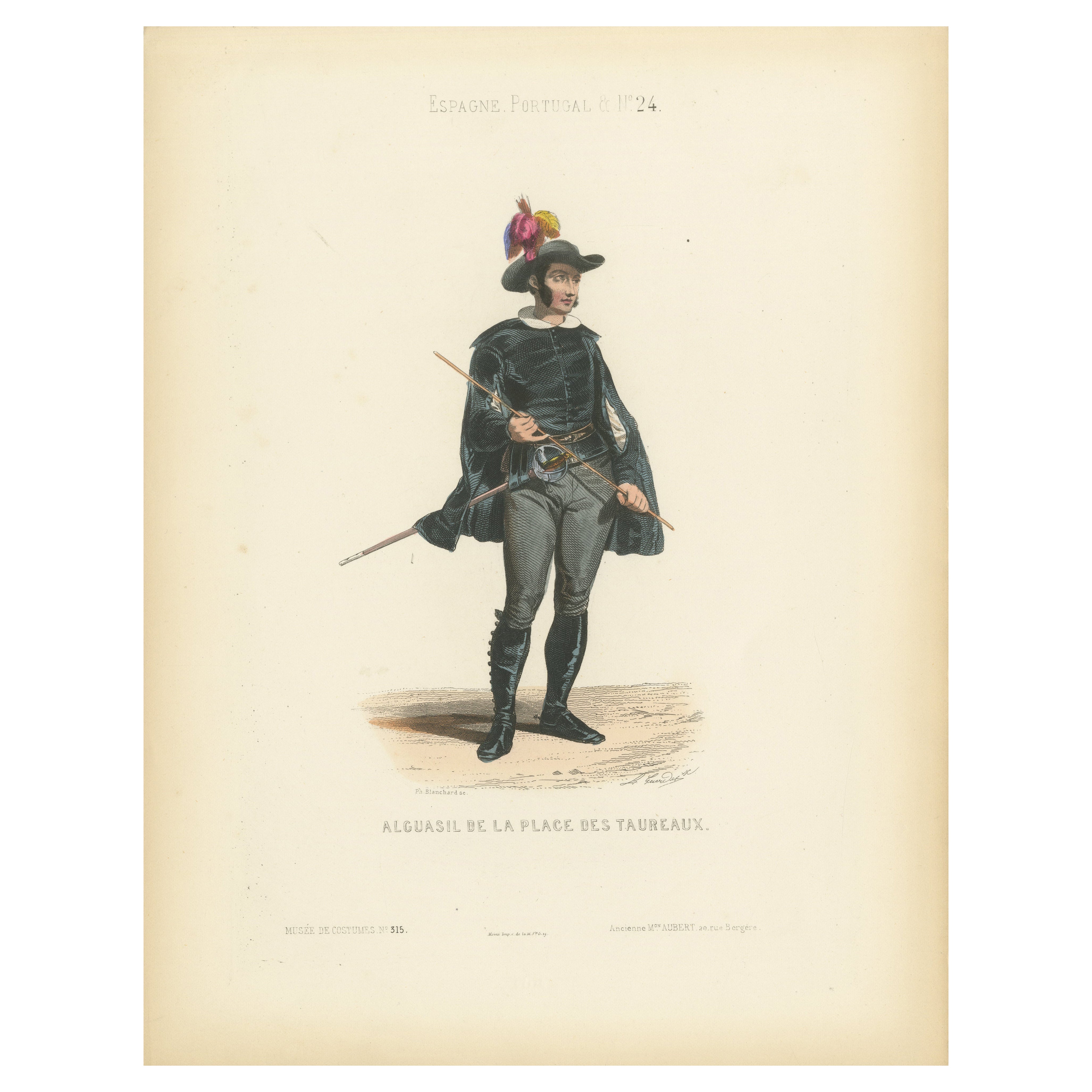 Alguacil von der Stierkampfarena - Handkolorierte Lithographie, Espagne 
Portugal, ca.1845