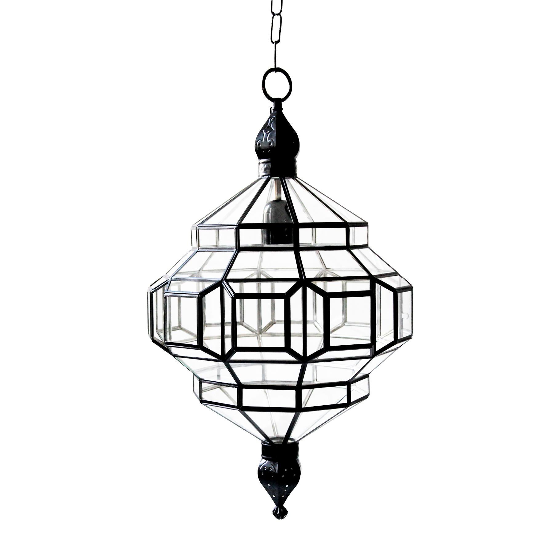 Moorish Alhambra 1A Clear Glass with Black Satin, Granada Collection For Sale