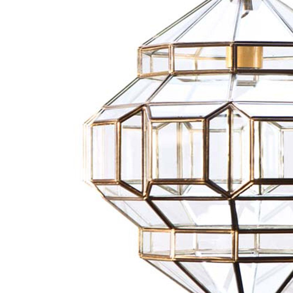Moorish Alhambra 2D Clear Glass with Brass Patina, Granada Collection For Sale