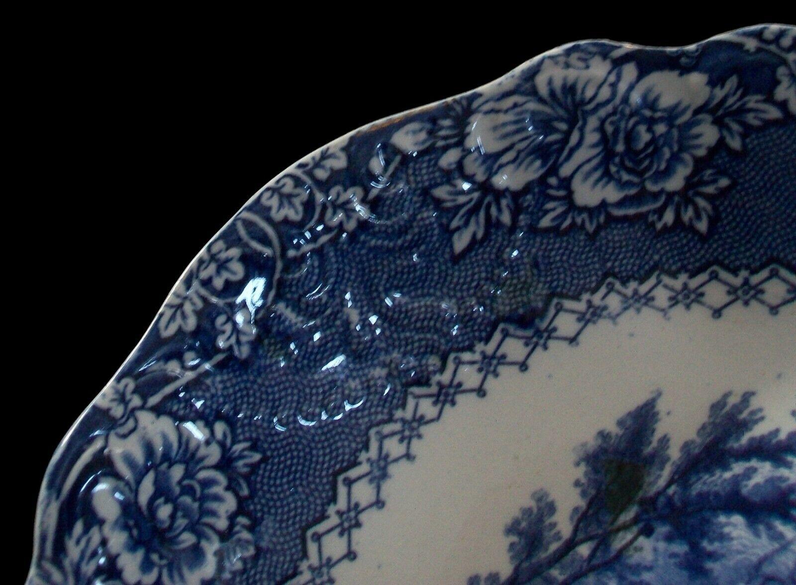 Alhambra, Antique Blue Transfer Decorated Ironstone Platter, U.K, circa 1850 In Good Condition In Chatham, ON