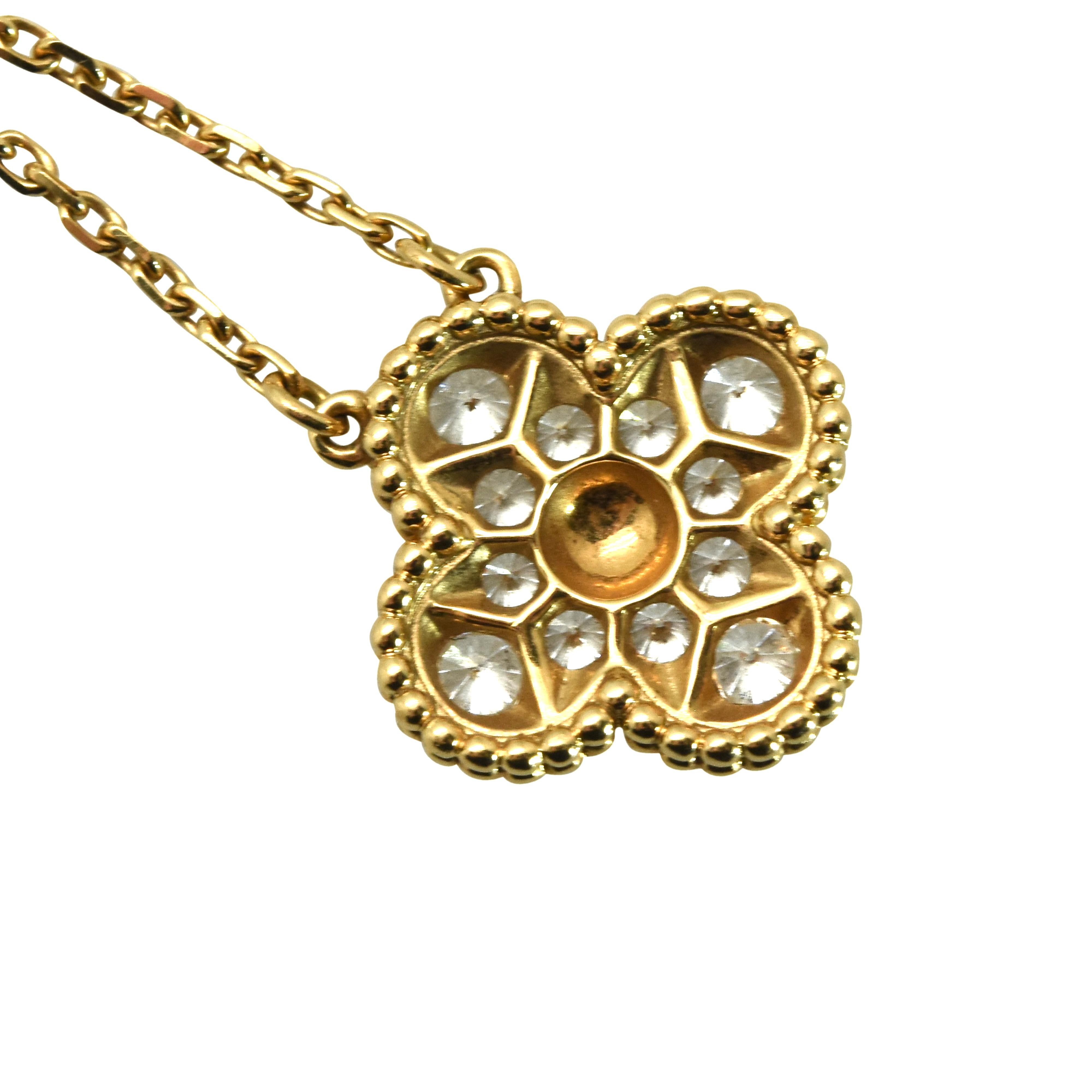 Modern Alhambra Diamond Pendant Necklace For Sale
