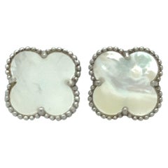 Alhambra Mother of Pearl Sterling Silver French Earrings
