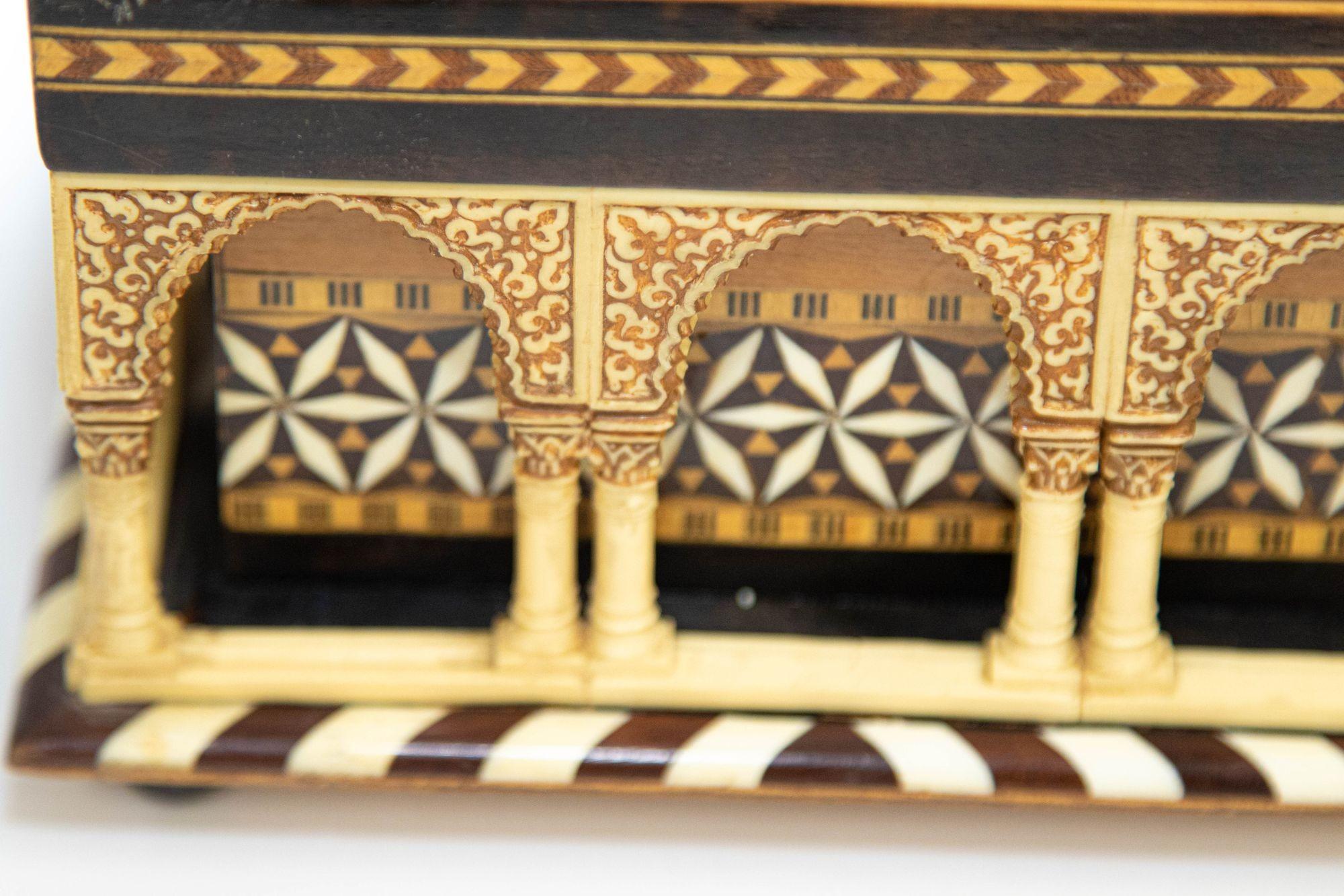 Alhambra Palace Granada Spain Handmade Footed Moorish Box 1950's 4