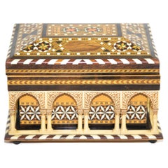 Vintage Alhambra Palace Granada Spain Handmade Footed Moorish Box 1950's