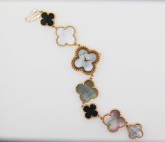 Alhambra Watch, Small Model Yellow Gold, Onyx, Mother of Pearl