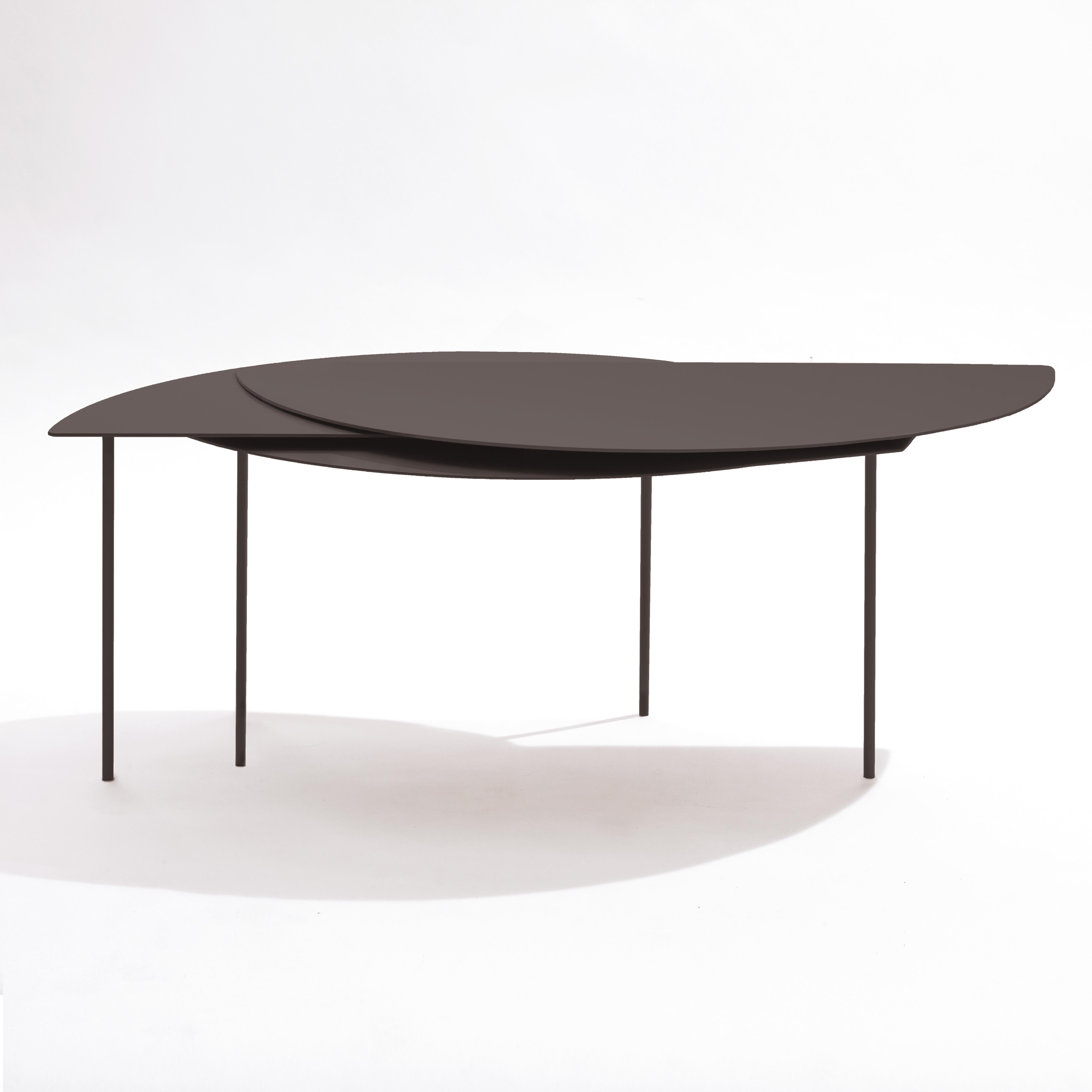 Alhena Extendable Side Table Minimal Contemporary Limited Edition Black Steel In New Condition For Sale In Roma, IT