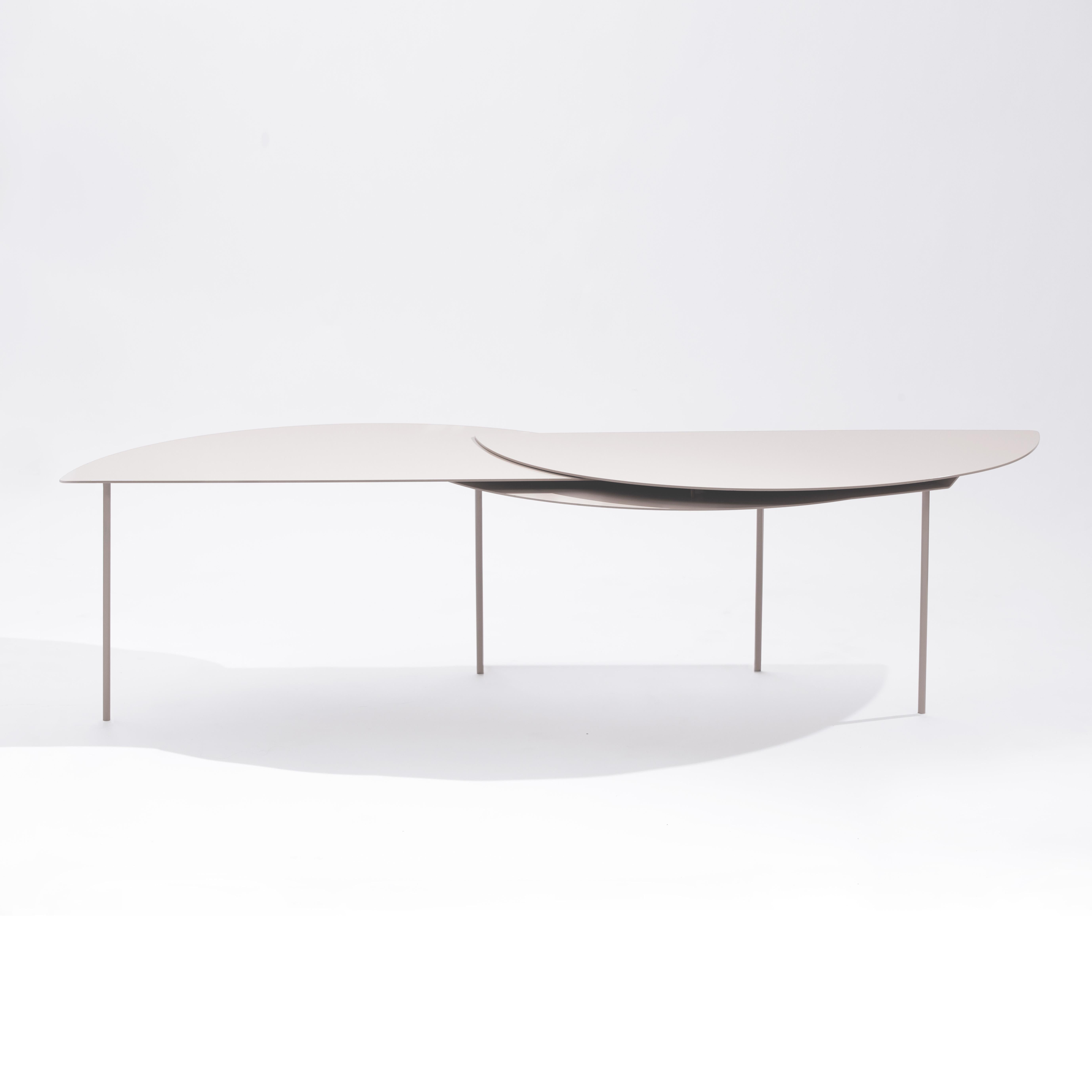 Italian Alhena Extendable Side Table Minimal Contemporary Limited Edition White Metal For Sale
