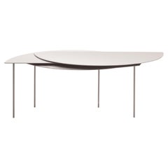 Alhena Extendable Side Table Minimal Contemporary Limited Edition White Metal