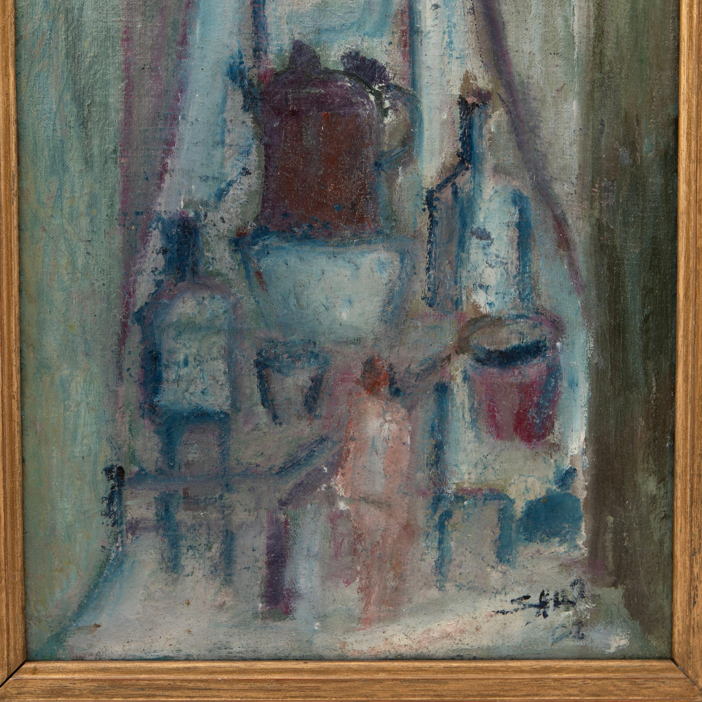 Ali Afshar Still Life Painting Interior - Oil on Canvas, Signed In Good Condition For Sale In Kastrup, DK