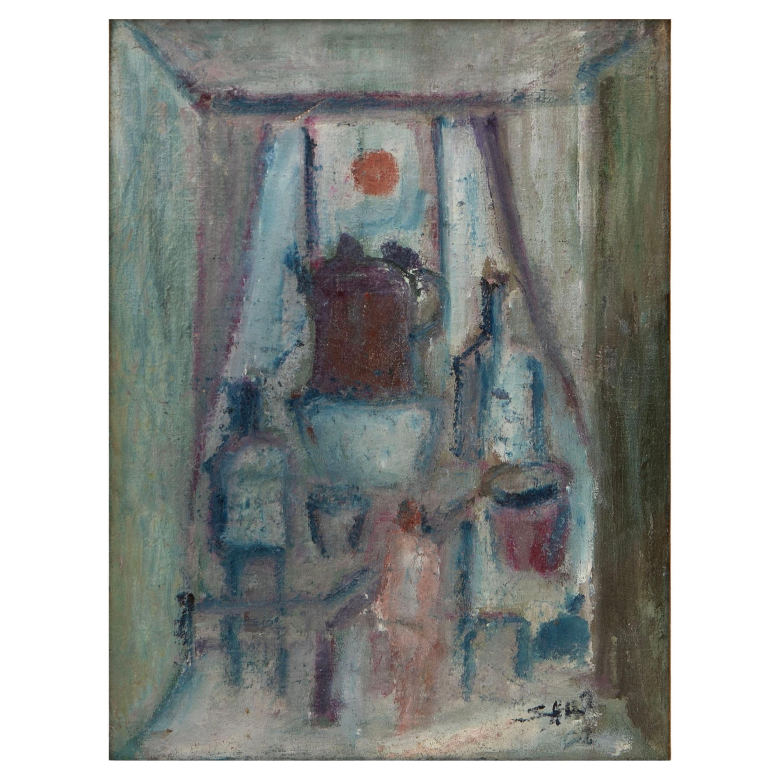 Ali Afshar Still Life Painting Interior - Oil on Canvas, Signed For Sale