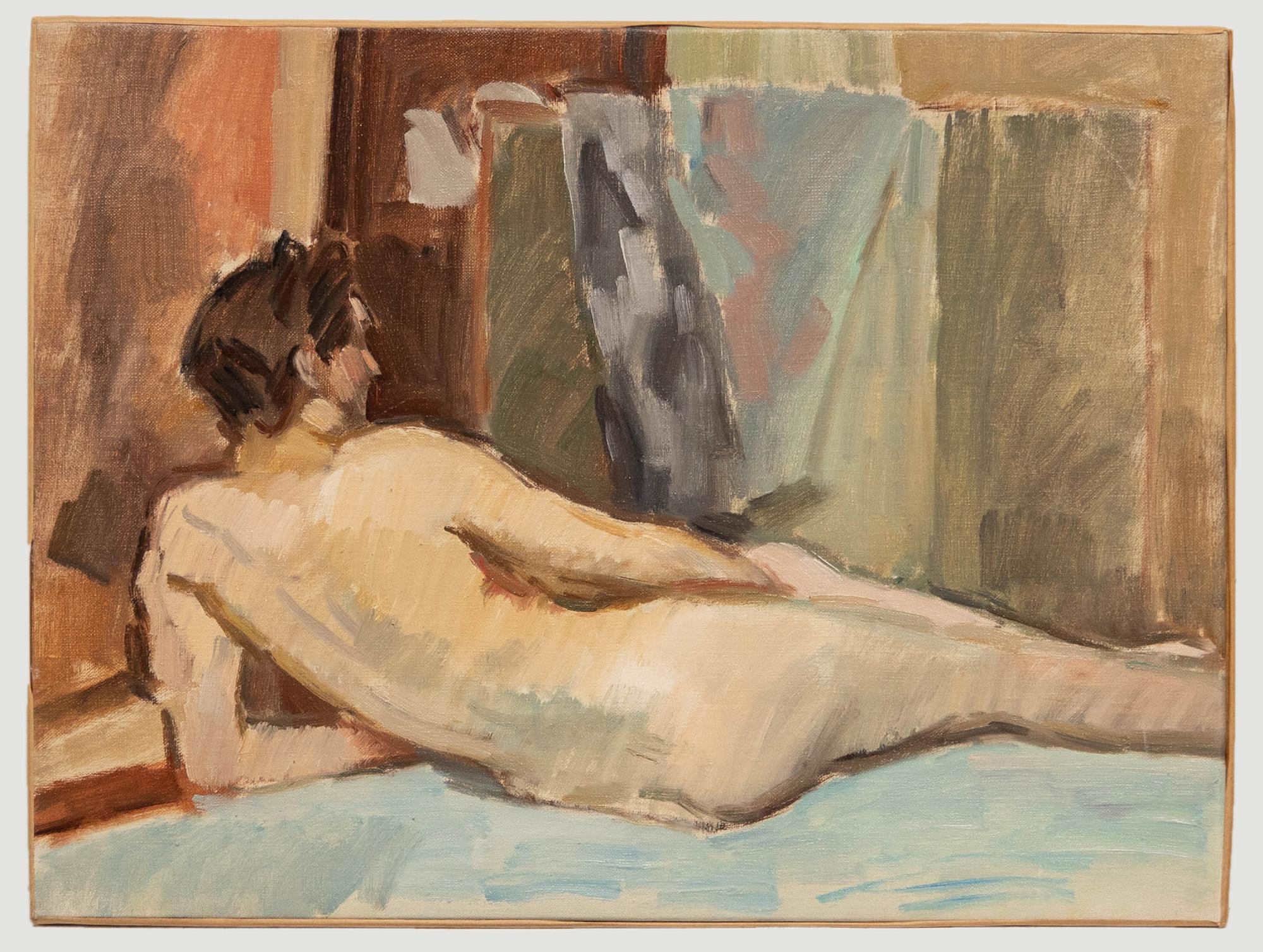 Nude Painting  Ali Alışır - Bertrand Py (1895-1973) - Milieu du XXe siècle Huile, Nu Couché