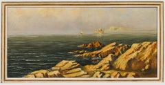 Calvo - Olio del 1926 incorniciato, mare panoramico