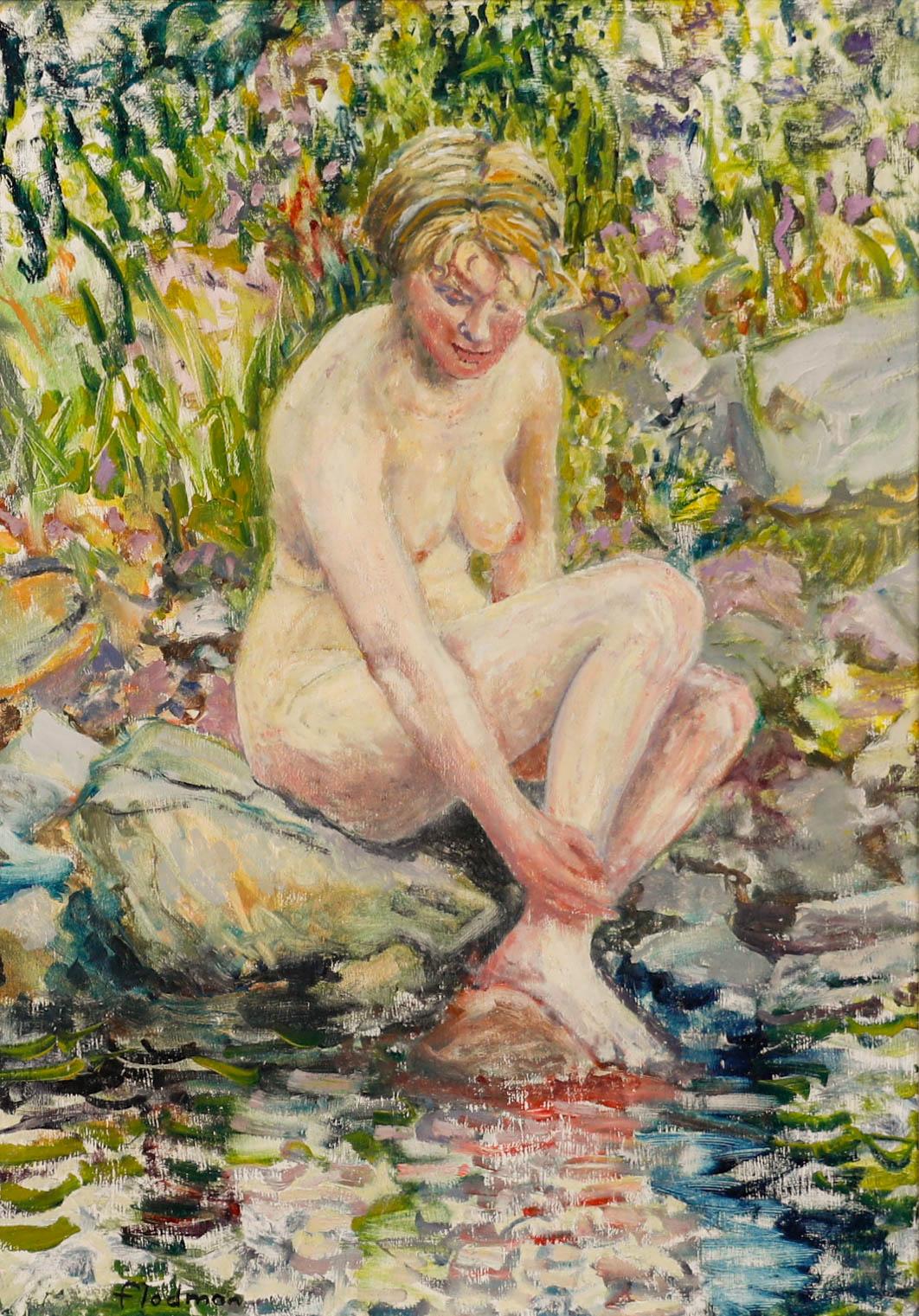 Flodman - Siglo XX Óleo, Bañista en la piscina de roca - Painting de  Ali Alışır