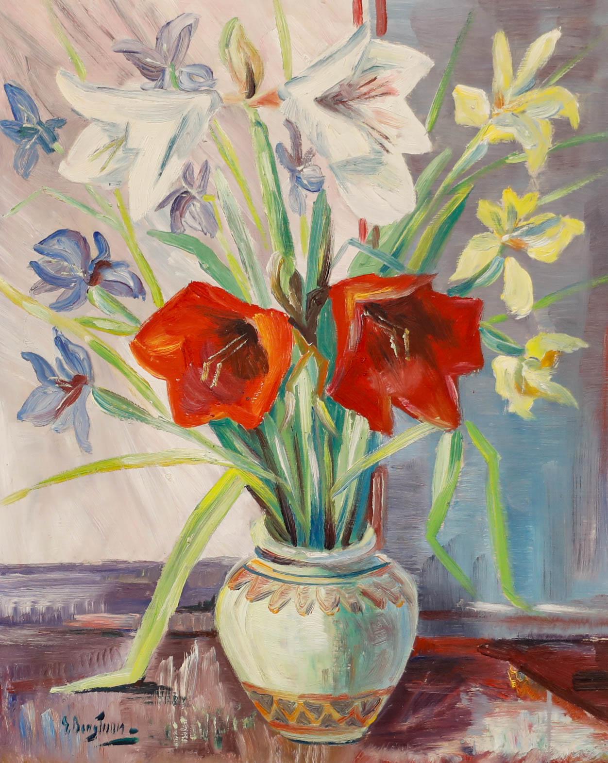 G. Bengtsson - Olio del XX secolo incorniciato, Natura morta con amarilli - Painting di  Ali Alışır