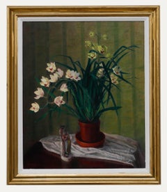 G. Halstead - Framed 20th Century Oil, Still Life with Orchid