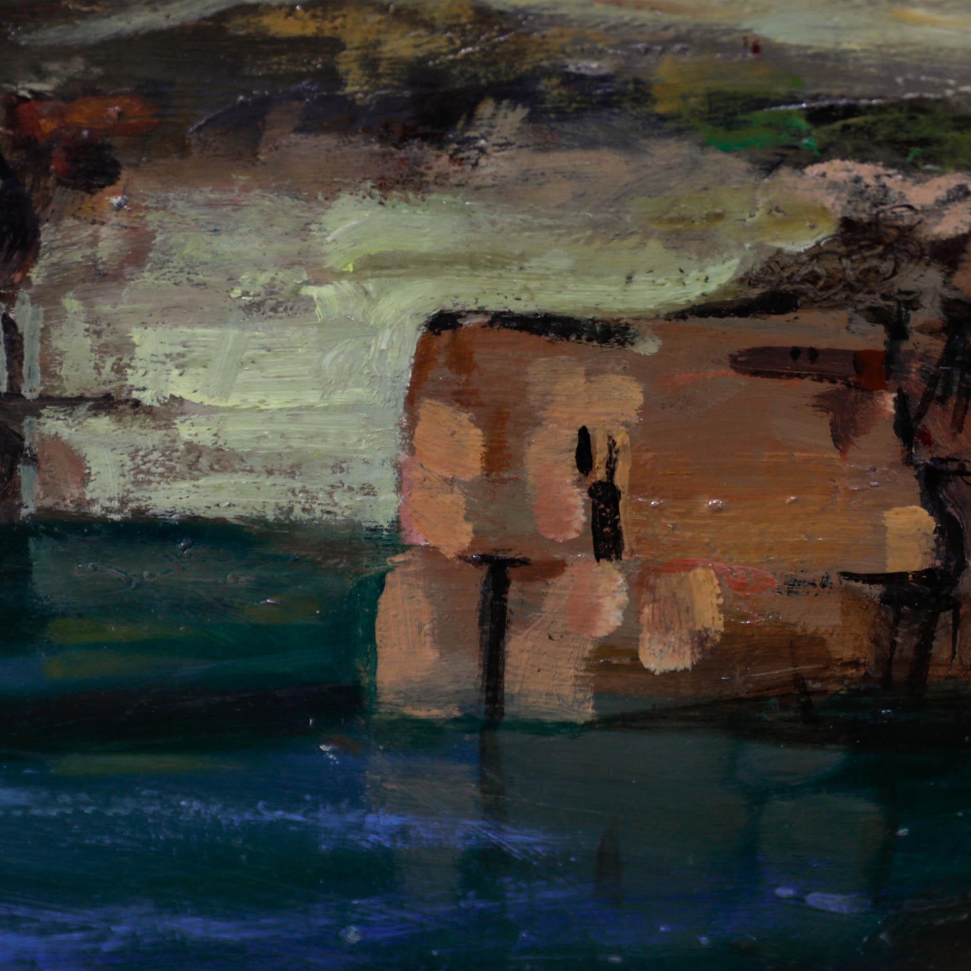 Gilbert - Olio del XX secolo, Bacino di Winscar, Ponte di Dunford - Landscape Painting Marrone di  Ali Alışır