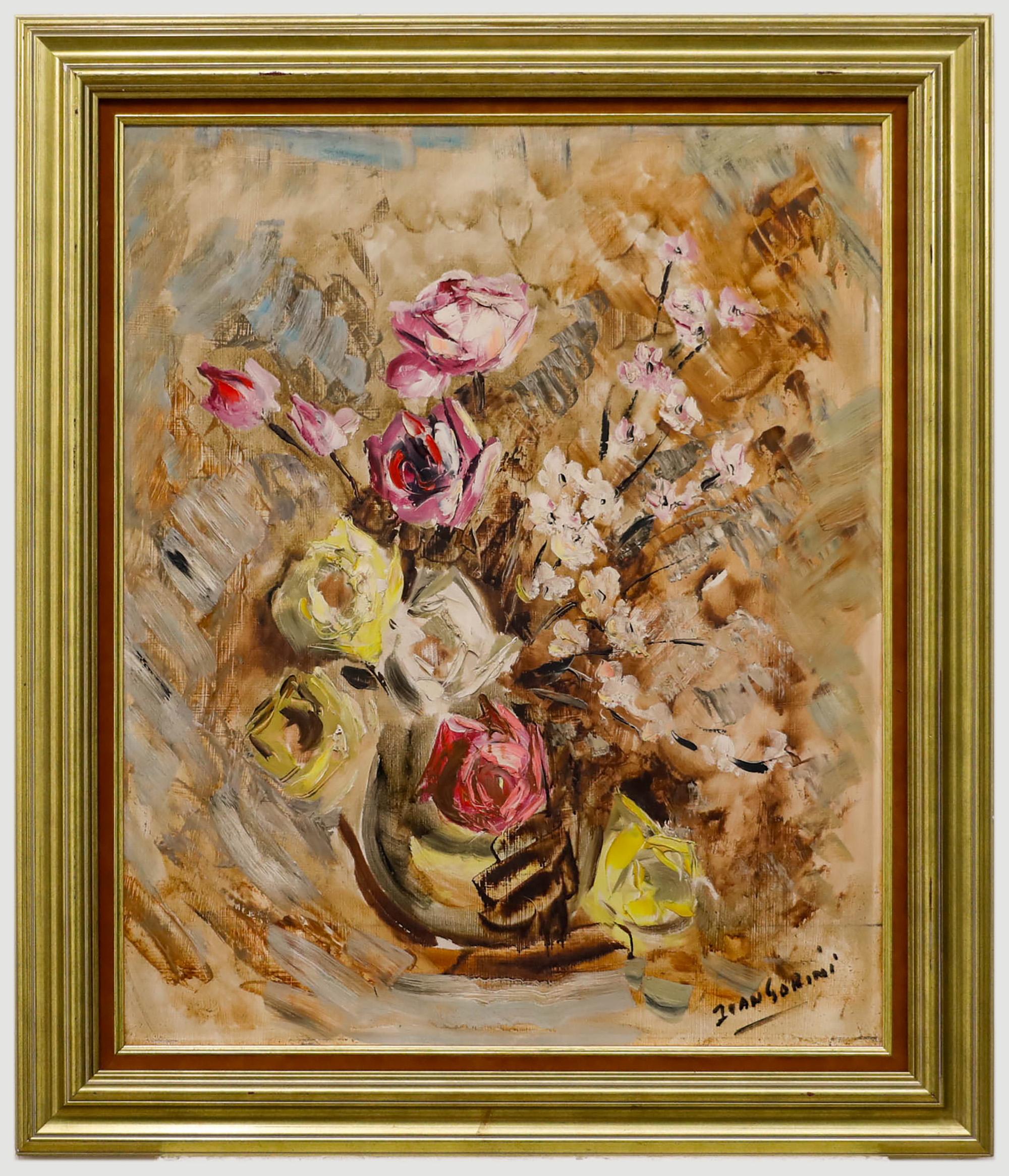 Still-Life Painting de  Ali Alışır - Ivan Gorini - Óleo enmarcado del siglo XX, Bouquet de Fleurs