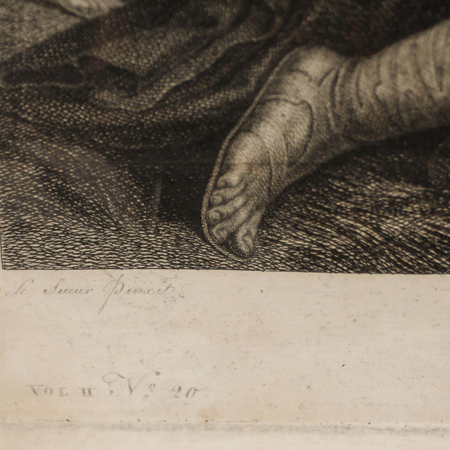 François  Aliamet dopo Le Sueur - Incisione del 1773, Martirio di Stephens - Figurative Print Marrone di  Ali Alışır