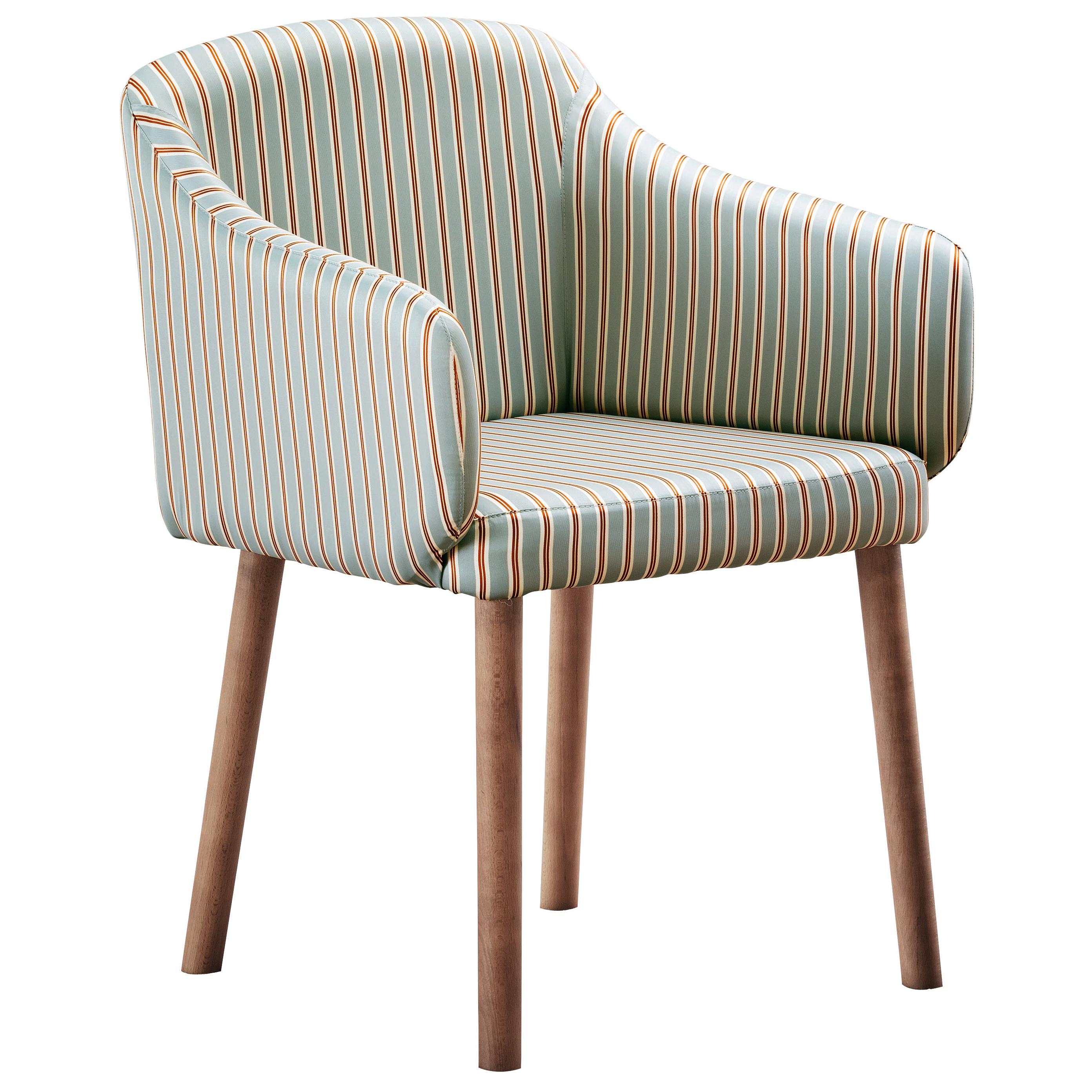 For Sale: Multi (Dedar Alumnus Celadon) Ali Armrest Chair in Beech Walnut Base with Seat, by Philippe Tabet