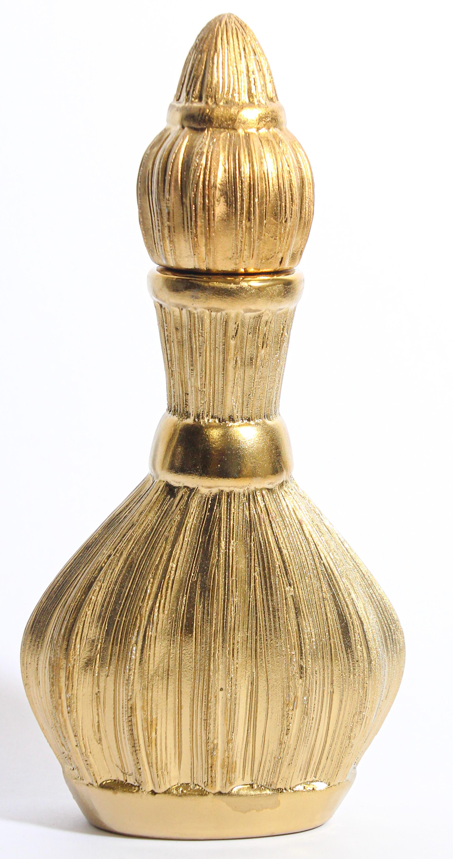 Dekorative maurische böhmische Deko-Flask aus vergoldetem Porzellan mit Deckel im Zustand „Gut“ im Angebot in North Hollywood, CA