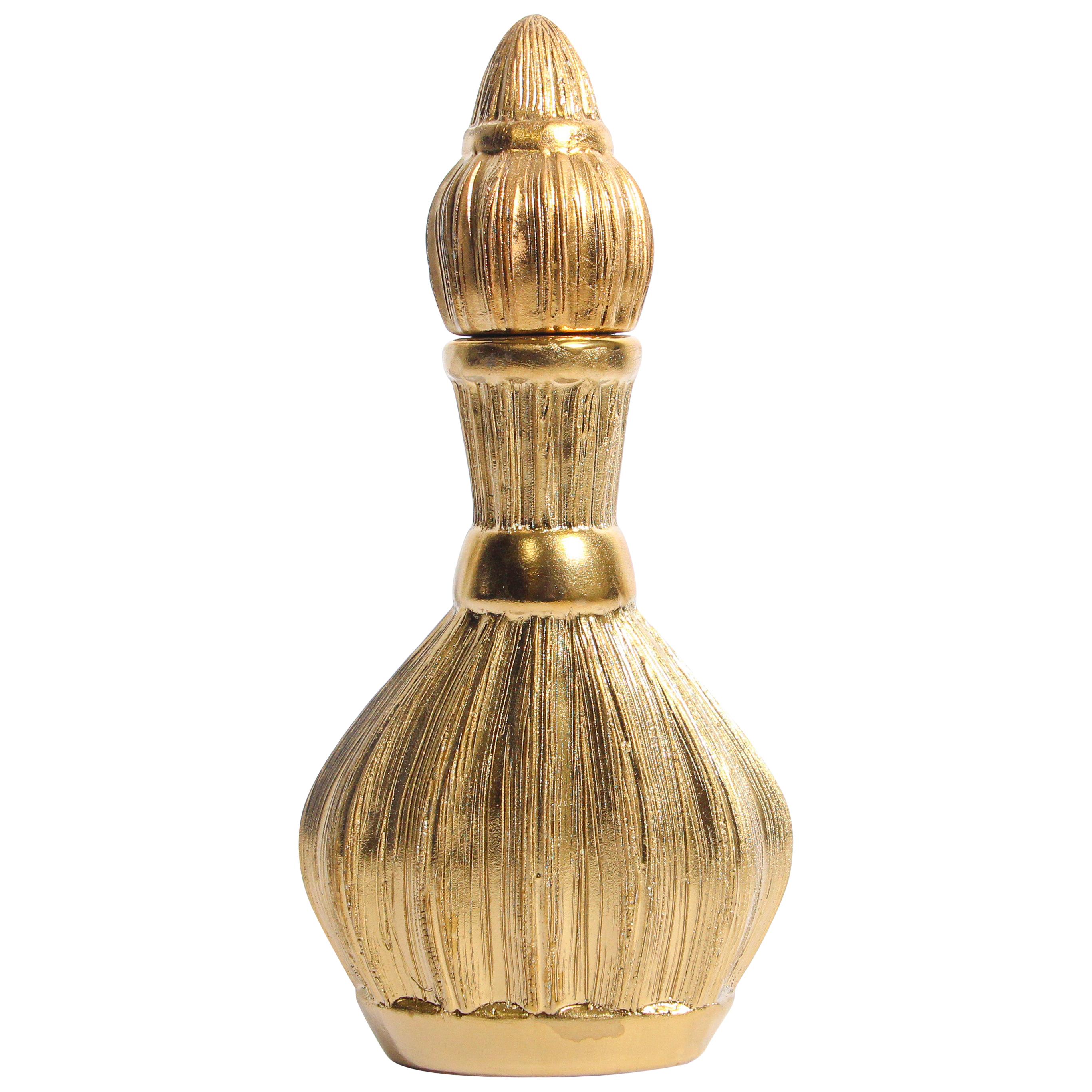 Dekorative maurische böhmische Deko-Flask aus vergoldetem Porzellan mit Deckel im Angebot