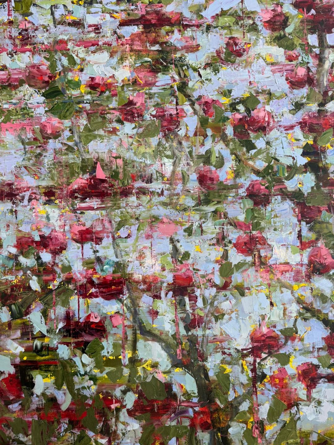 Manzana en flor - Landscape Painting Gris de Ali Hasmut