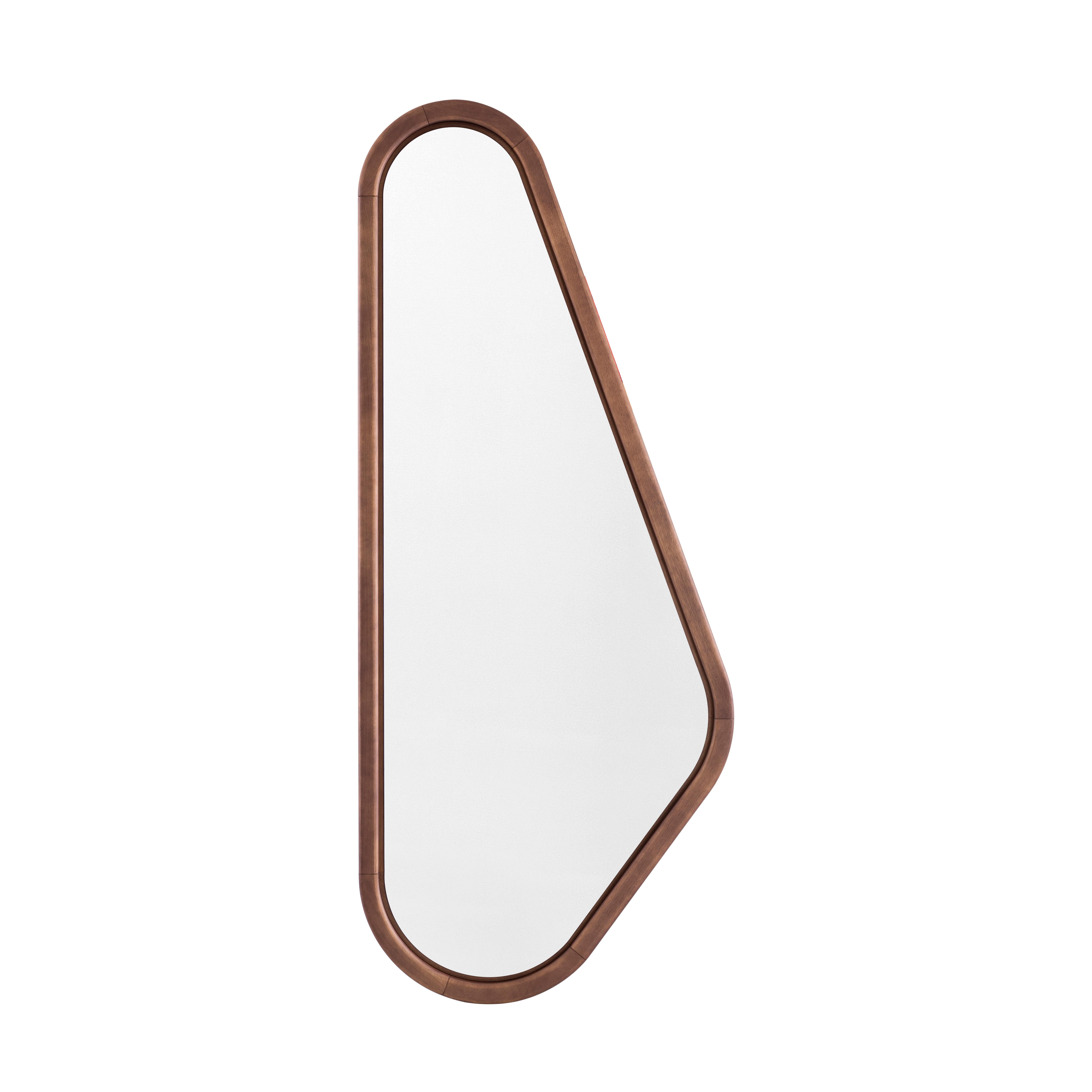 Modern Pair of Customizable Walnut Veneer Winged Wall Mirrors, Ali Collection For Sale