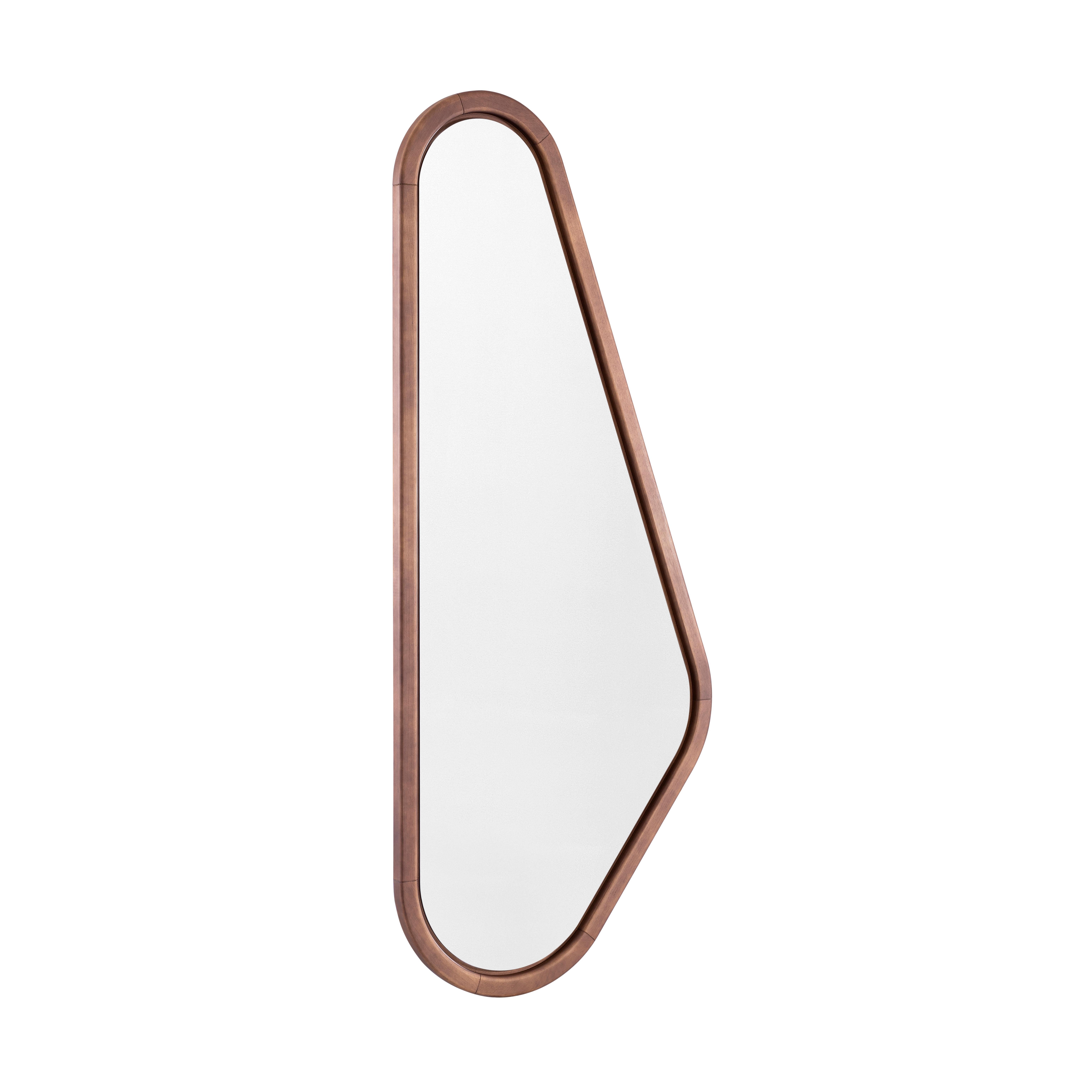 Ali Mirror with Solid Wood Walnut Frame Set In New Condition For Sale In Miami, FL