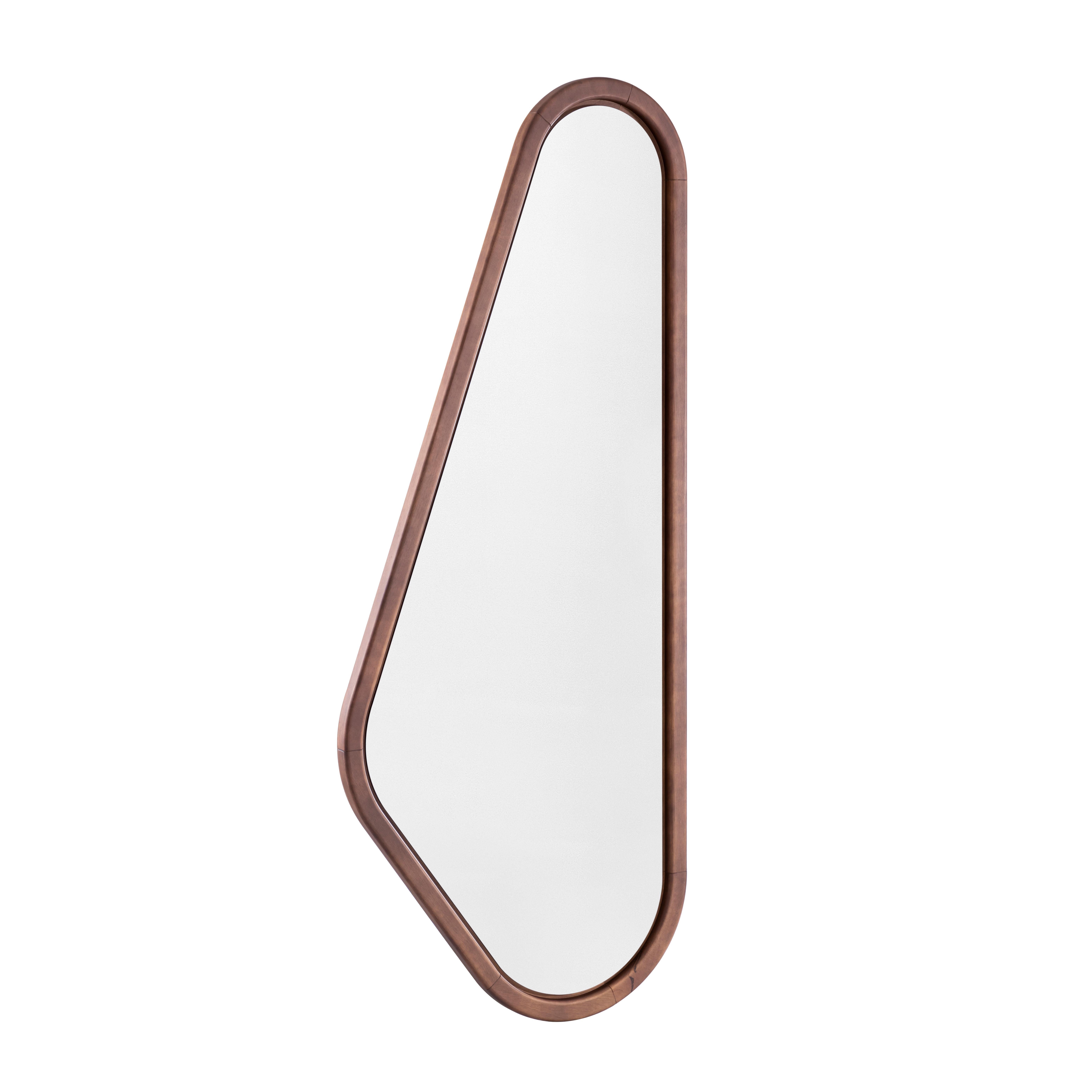 Contemporary Ali Mirror with Solid Wood Walnut Frame Set For Sale