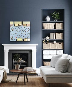 Market at Noon, Aerial View Art, Contemporary Cityscape Painting, Figurative Art