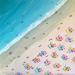 Day At The Beach, Originalgemälde, Luftbild, Zeitgenössische Kunst