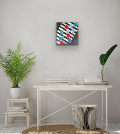 Umbrella Crossing, Birds Eye View Landscape Painting, Colourful Original Artwork