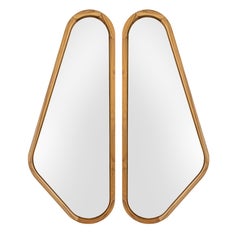 Specchio da parete in legno di teak con design ad ala e finitura naturale - Ali Line, destra