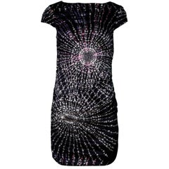 Ali Ro Black & Pink Silk Star Print Dress Sz 6