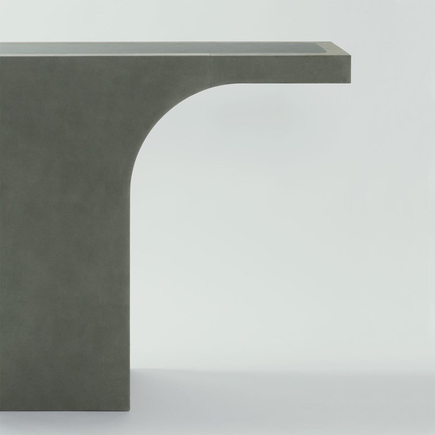 Hand-Crafted Alia Suede Console Table For Sale