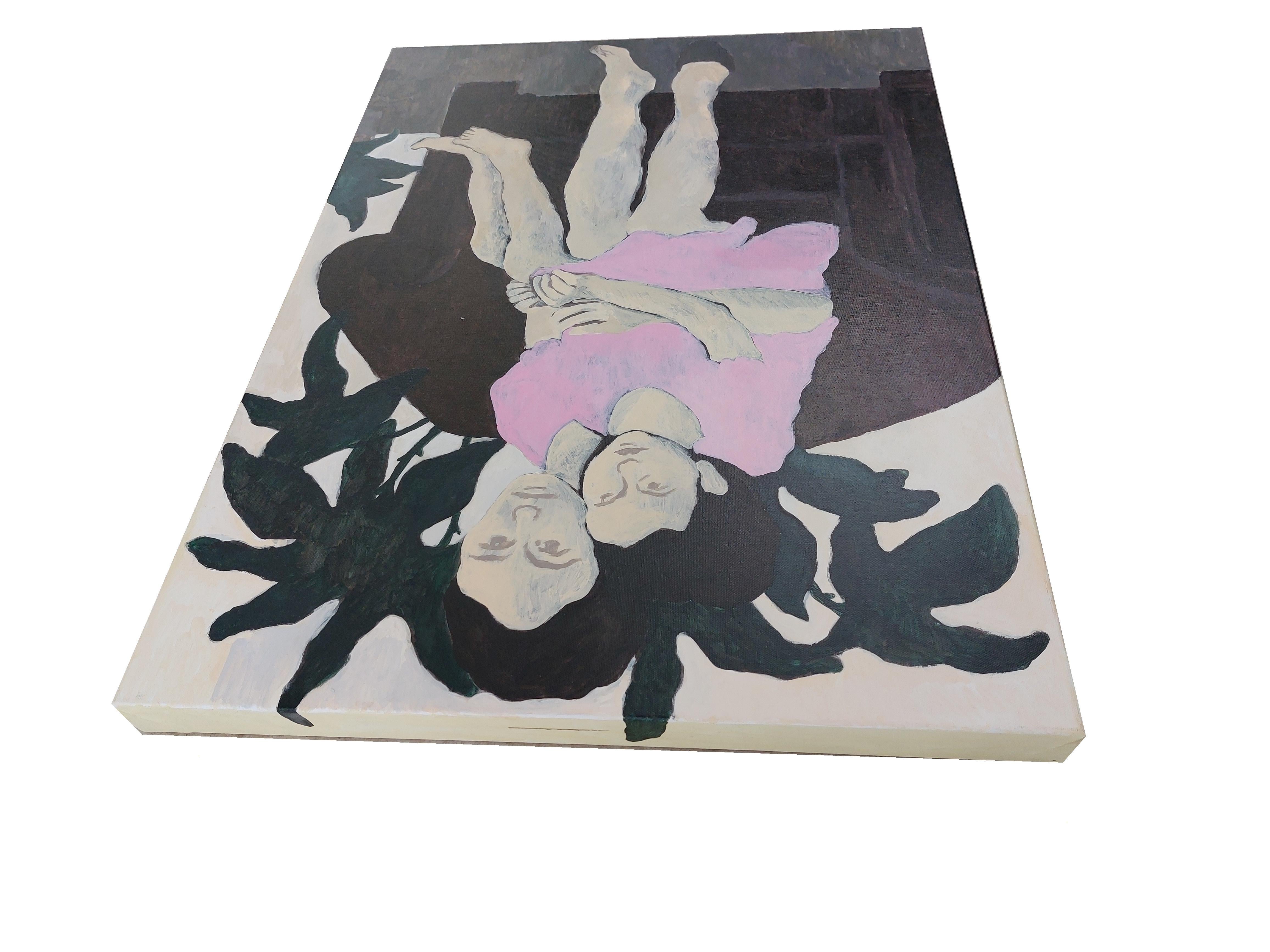 Madre e figlia - Pittura, Acrilico su tela in vendita 1
