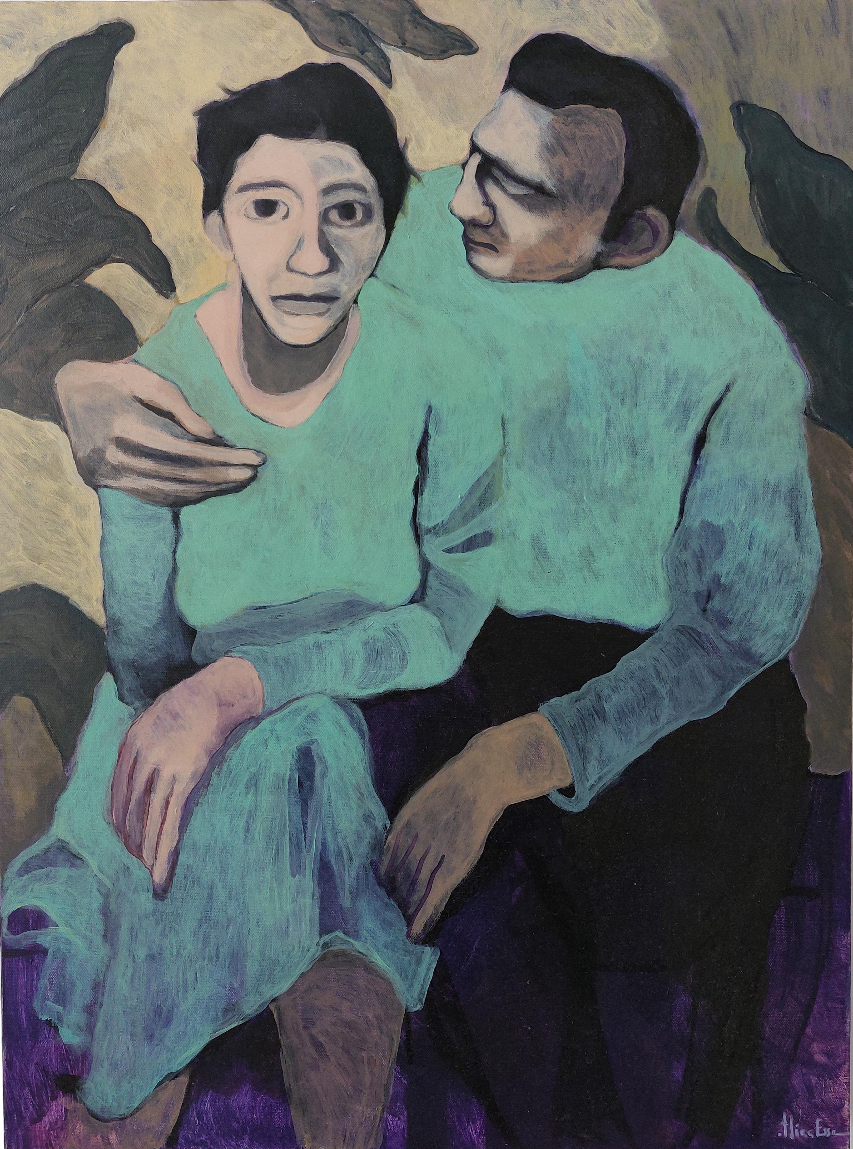 Figurative Painting di Aliaa Essam - Unspoken - Pittura, Acrilico su tela