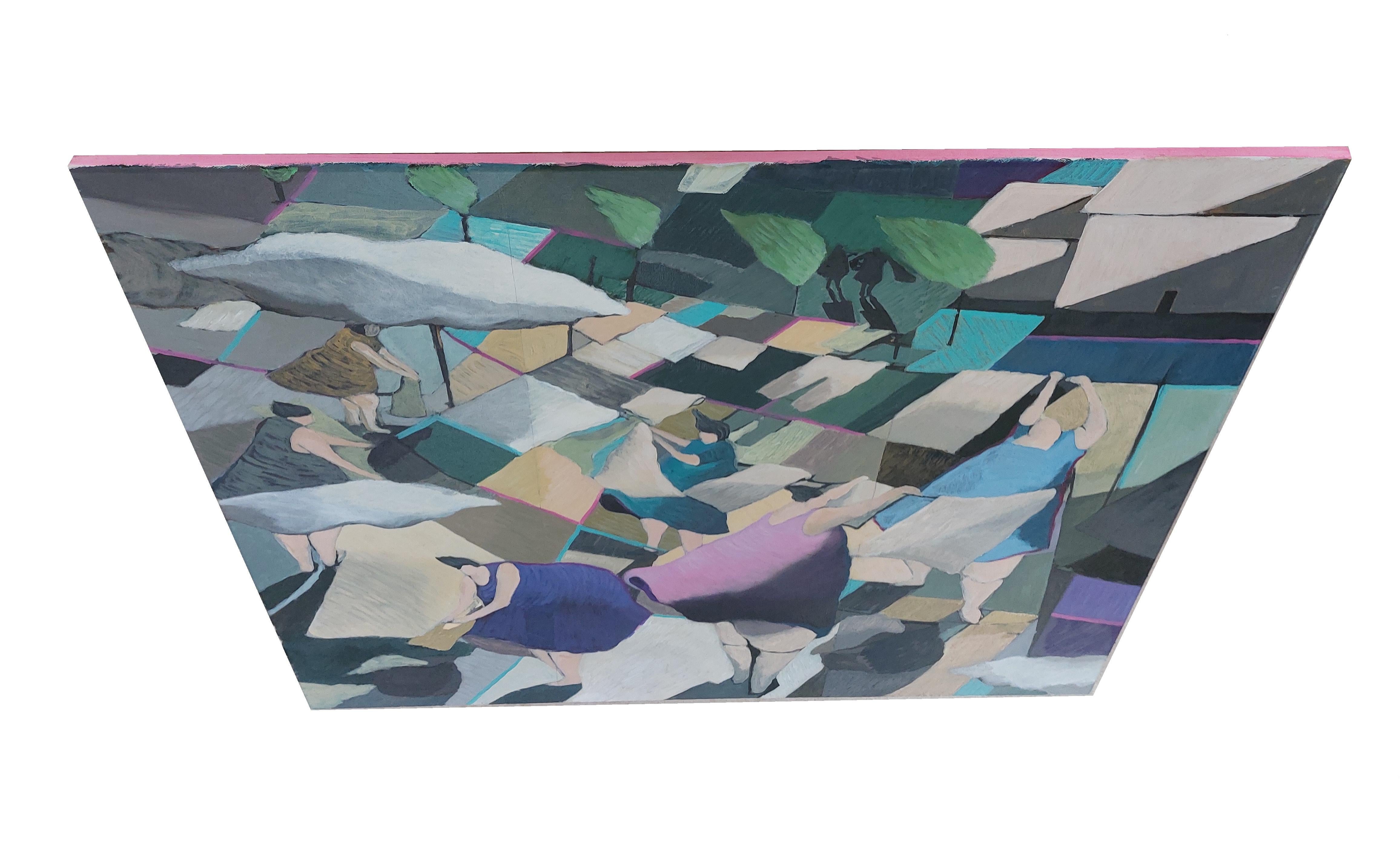 Windiger Tag - Gemälde, Acryl auf Leinwand im Angebot 1