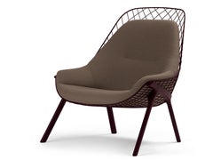 Alias 035 Gran Kobi Outdoor Armchair with Brown Pad and Lacquered Aluminum Frame