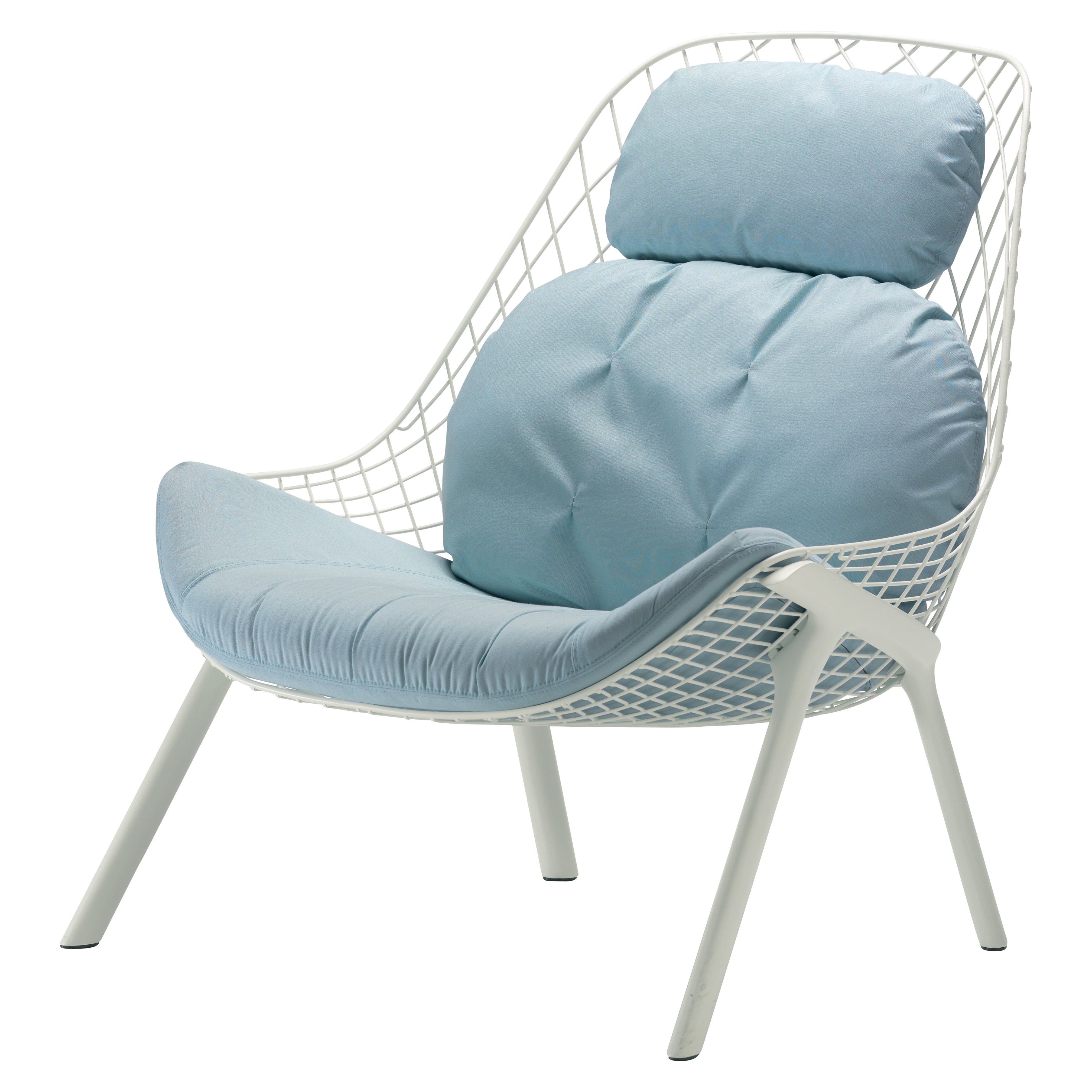 Fauteuil d'extérieur Gran Kobi avec assise et cadre en aluminium laqué blanc Alias 035