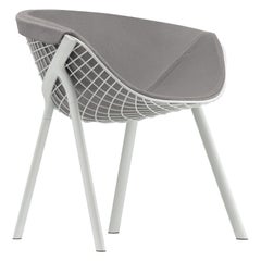 Chaise Kobi Alias 040 avec grand plateau en aluminium laqué gris et blanc
