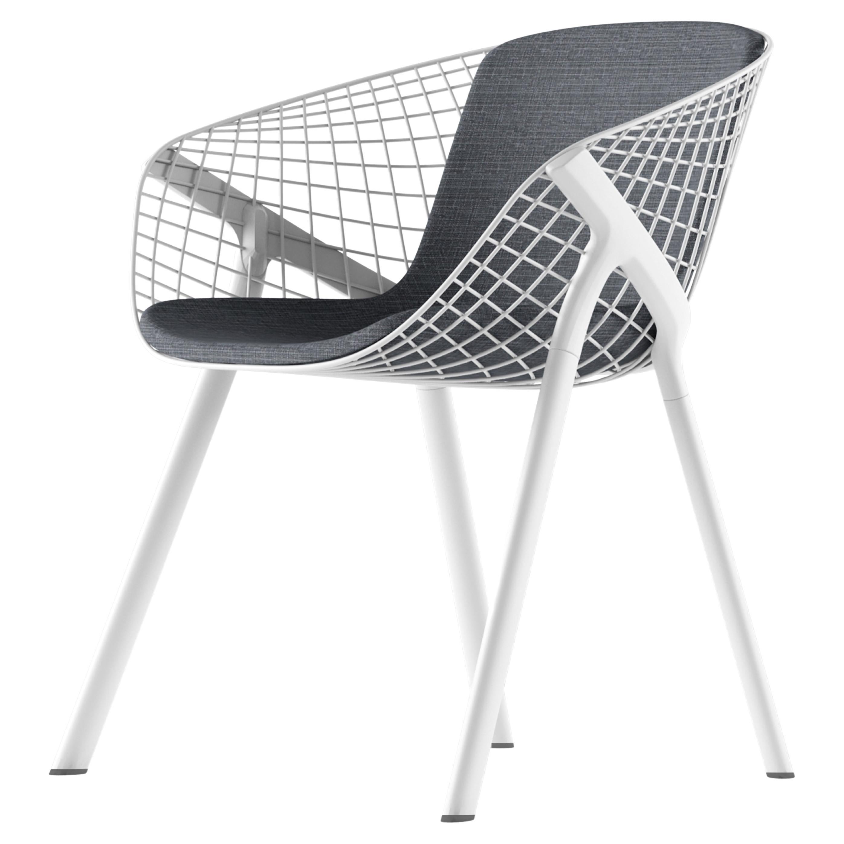 Alias 040 Kobi Chair with Medium Pad in Grey with White Lacquered Aluminum Frame For Sale